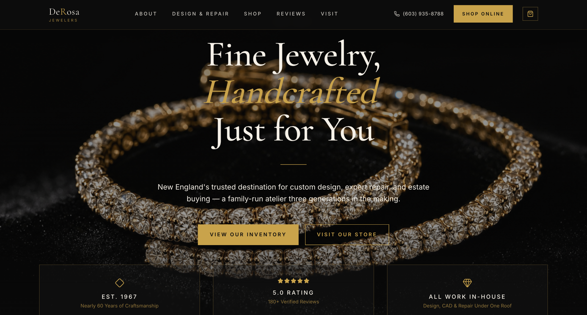 DeRosa Jewelers & Estate Buyers — LUXURY RETAIL - SOLD website design with a custom 24/7 AI receptionist by ZenLeads.io